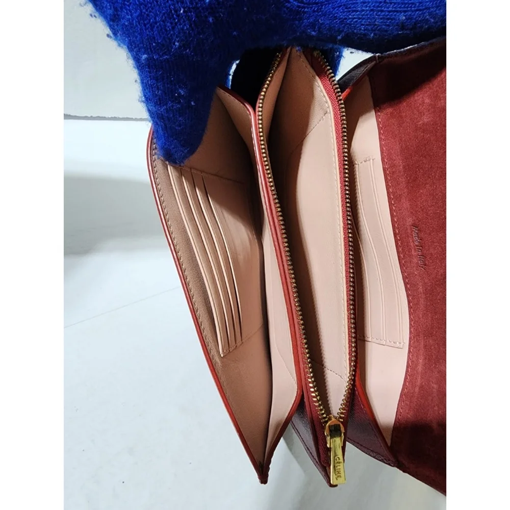 Celine Leather Strap Clutch Wine